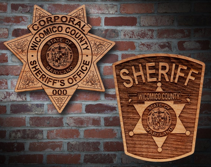 Wooden Wicomico Co MD Sheriff Badge or Patch Plaque