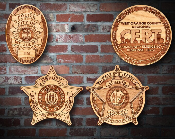 Wooden Miscellaneous Police Badge or Patch Plaque #74