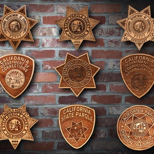 Personalized Wooden California DOC Badge or Patch Plaque