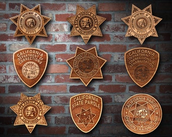 Personalized Wooden California DOC Badge or Patch Plaque