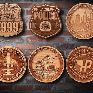 Wooden Philadelphia Badge or Patch Plaque