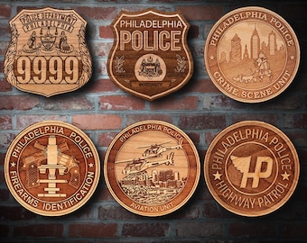 Wooden Philadelphia Badge or Patch Plaque