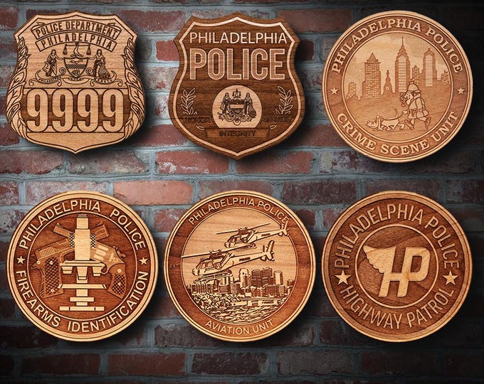 Wooden Philadelphia Badge or Patch Plaque