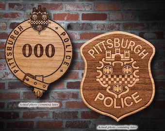 Personalized Wooden Pittsburgh Police Badge or Patch Plaque