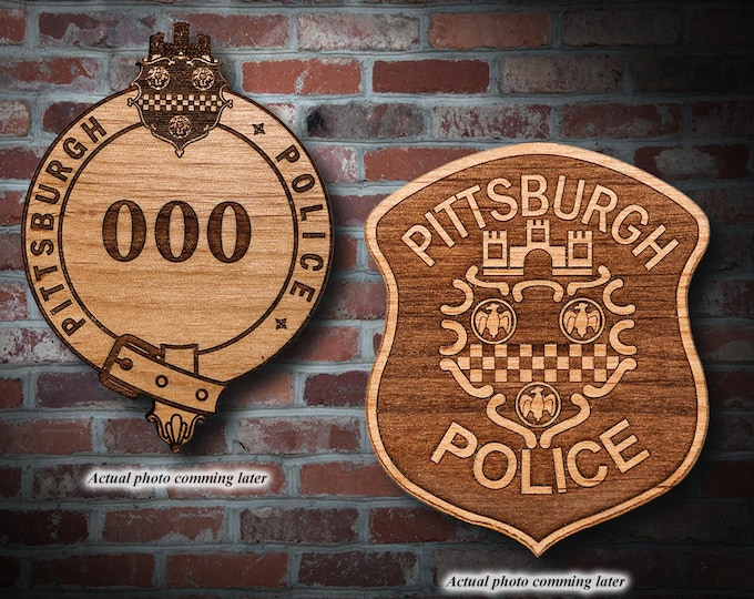 Personalized Wooden Pittsburgh Police Badge or Patch Plaque