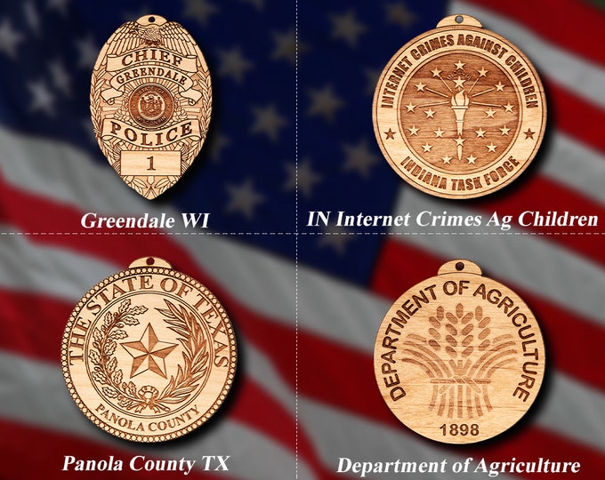 Misc. Wooden Police Badge or Patch Ornament #66