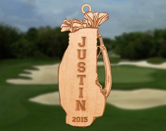 Personalized Wooden Golf Bag Christmas Ornament