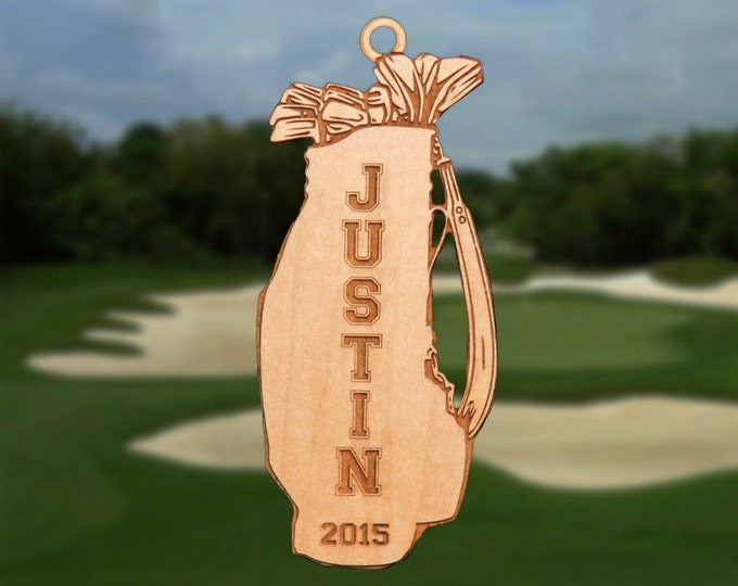 Personalized Wooden Golf Bag Christmas Ornament