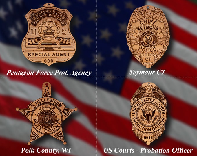 Wooden Misc. Police Badge or Shoulder Patch Ornament 10