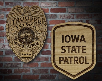 Wooden Iowa SP Badge or Patch Plaque