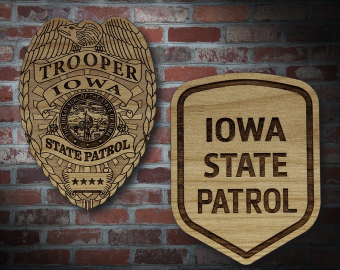Wooden Iowa SP Badge or Patch Plaque