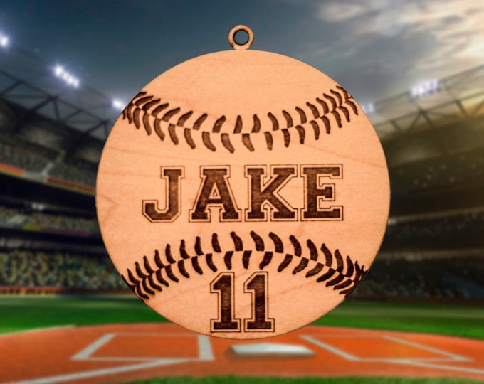 Personalized Wooden Baseball Christmas Ornament