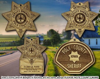 Iowa Any County Badge or Patch Ornament
