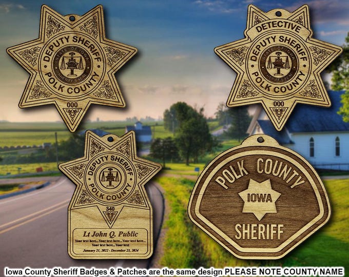 Iowa Any County Badge or Patch Ornament