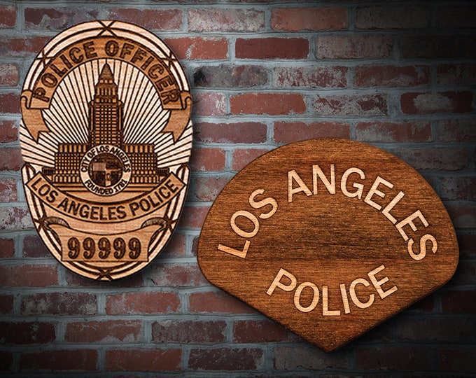 Personalized Wooden Los Angeles Police Badge or Patch Plaque