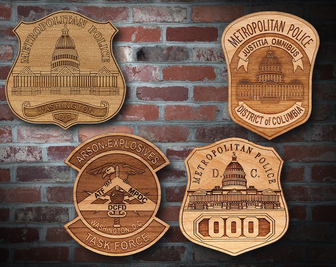 Personalized Wooden Washington DC Police Badge or Patch Plaque