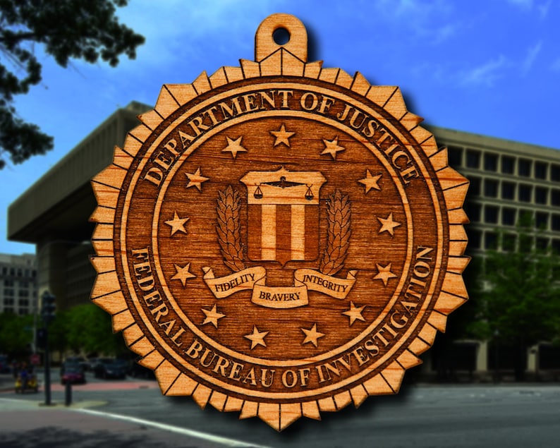 Wooden FBI Badge or Emblem Hanging Ornament Etsy