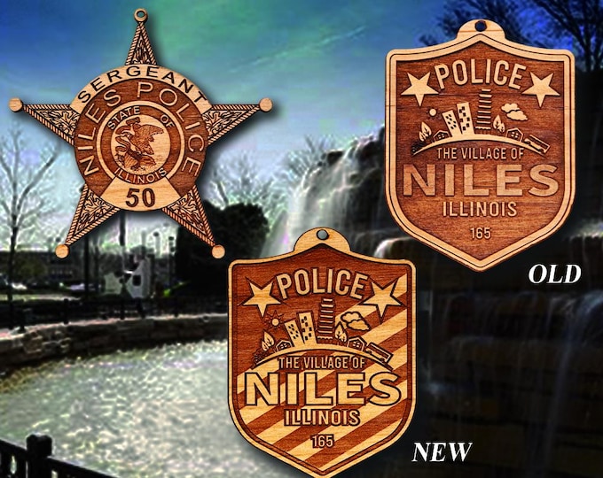 Wooden Niles Illinois Police Badge or Patch
