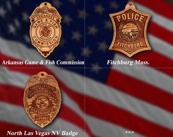 Wooden Miscellaneous Police Badge or Patch Ornaments #106