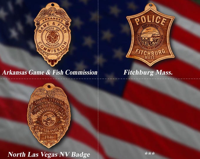 Wooden Miscellaneous Police Badge or Patch Ornaments #106
