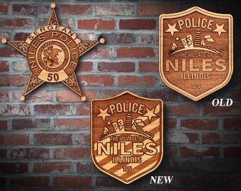 Wooden Niles Illinois Police Badge or Patch