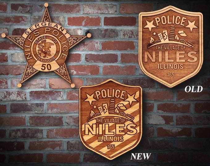 Wooden Niles Illinois Police Badge or Patch