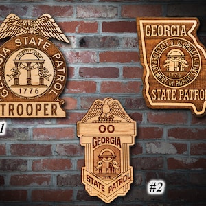 Personalized Wooden Georgia State Patrol Badge or Patch Plaque