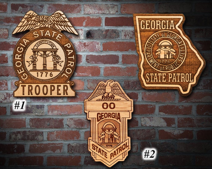 Personalized Wooden Georgia State Patrol Badge or Patch Plaque