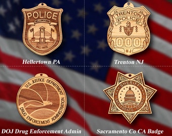 Misc. Wooden Police Badge or Patch Ornament #75