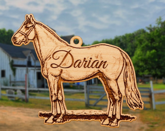 Personalized Wooden Horse Christmas Ornament