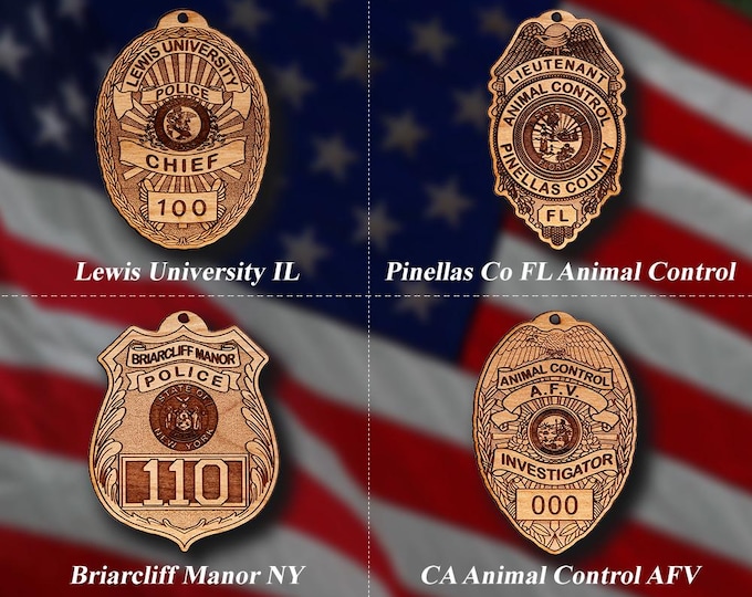 Wooden Miscellaneous Police Badge or Patch Ornaments #115