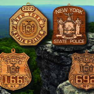Personalized Wooden NY State Police Badge or Patch Hanging Ornament