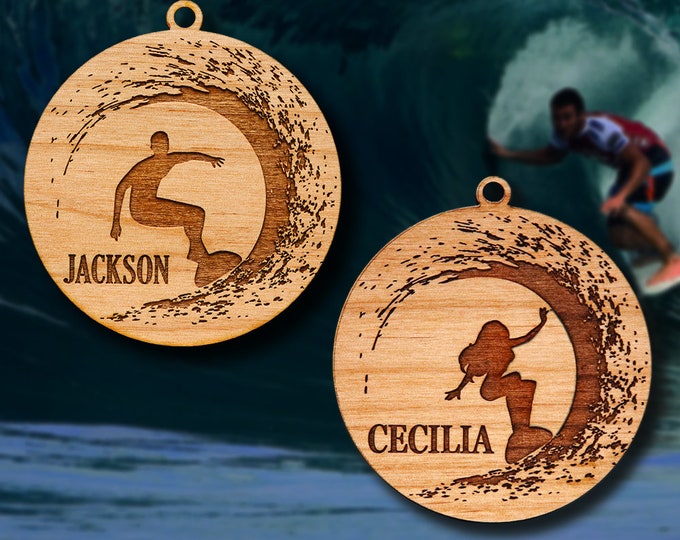 Wooden Surfing Ornament