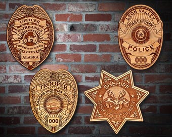 Wooden Miscellaneous Police Badge or Patch Plaque #94