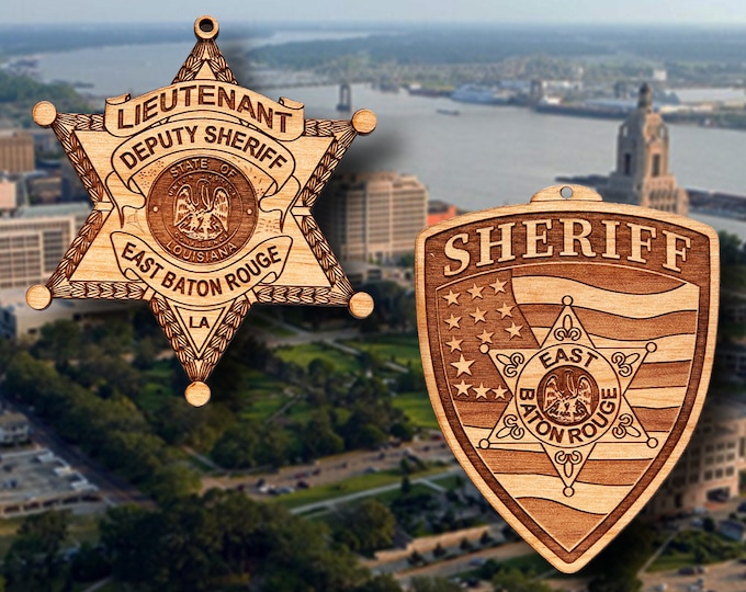 Wooden East Baton Rouge LA PD Badge or Patch Ornament