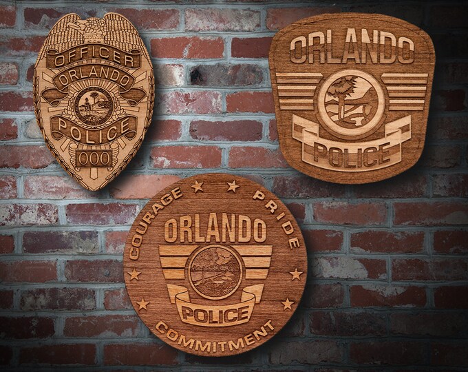 Wooden  Orlando PD Badge or Patch Plaque