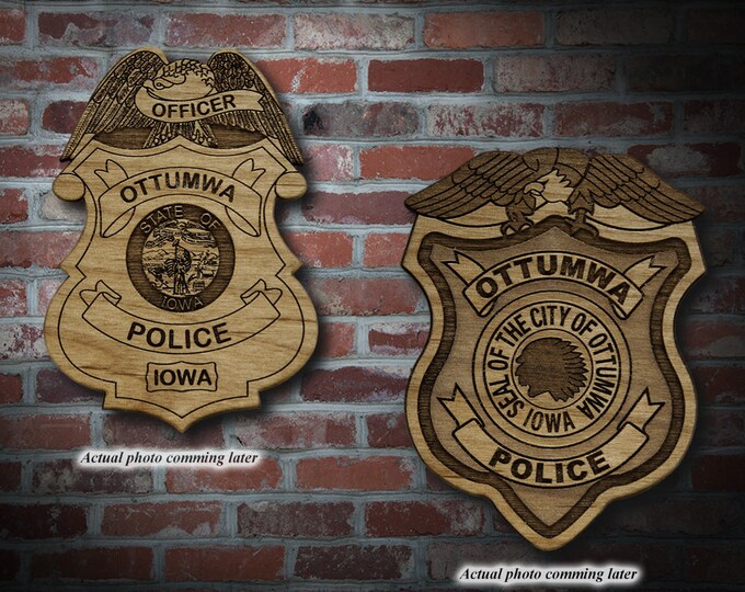 Wooden Ottumwa Badge or Patch Plaque