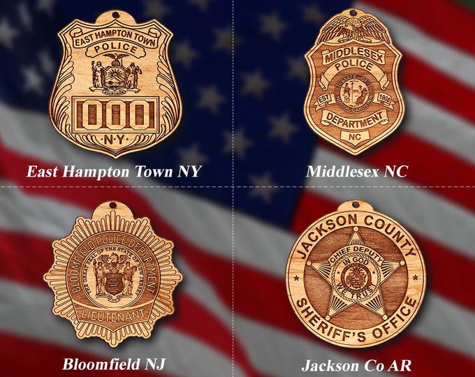 Misc. Wooden Police Badge or Patch Ornament #96