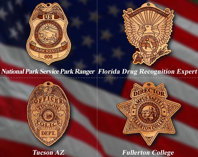 Wooden Miscellaneous Police Badge or Patch Ornaments #105
