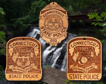 Connecticut SP Badge or Shoulder Patch Ornament