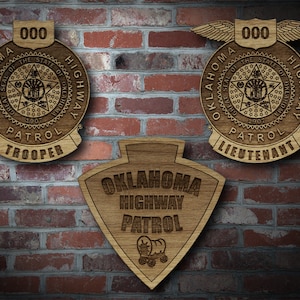 Wooden Oklahoma HP Badge or Patch Plaque