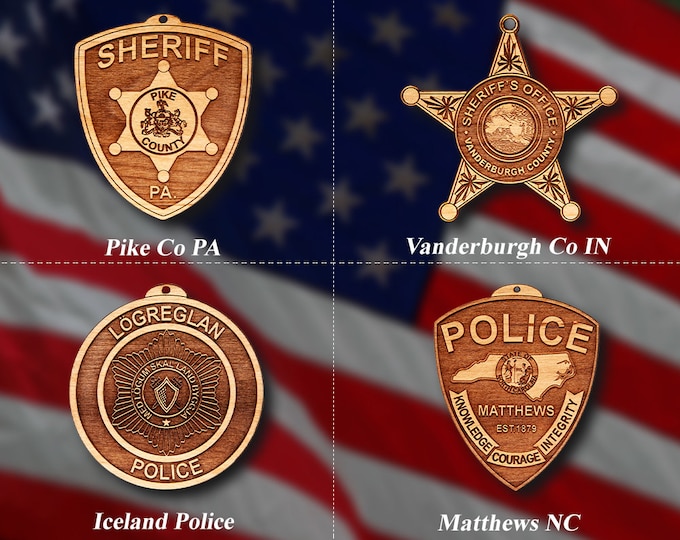 Misc. Wooden Police Badge or Patch Ornament #60
