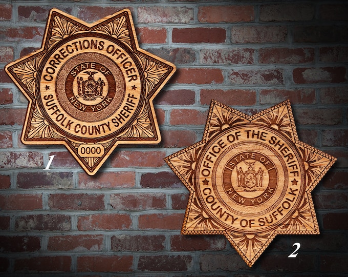 Wooden Suffolk Co. Sheriff Shield or Patch Plaque