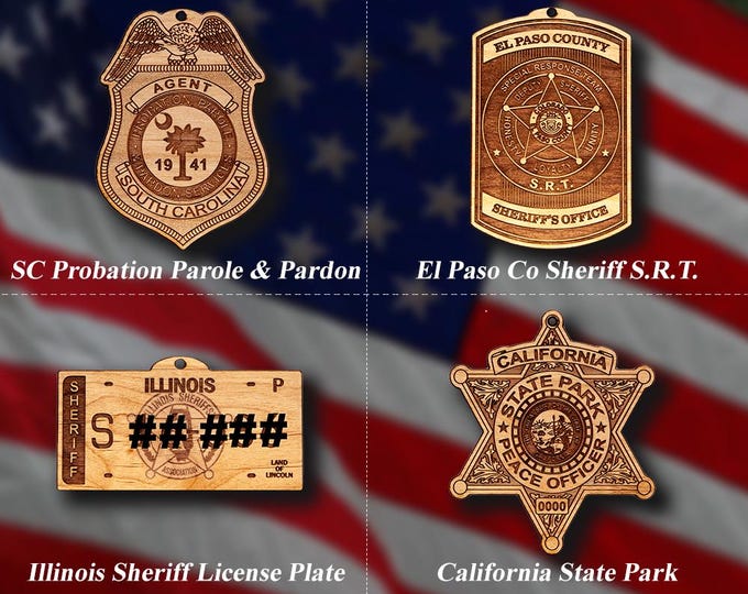 Wooden Miscellaneous Police Badge or Patch Ornaments #116