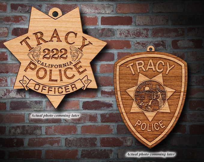 Wooden Tracy PD Badge or Patch Plaque