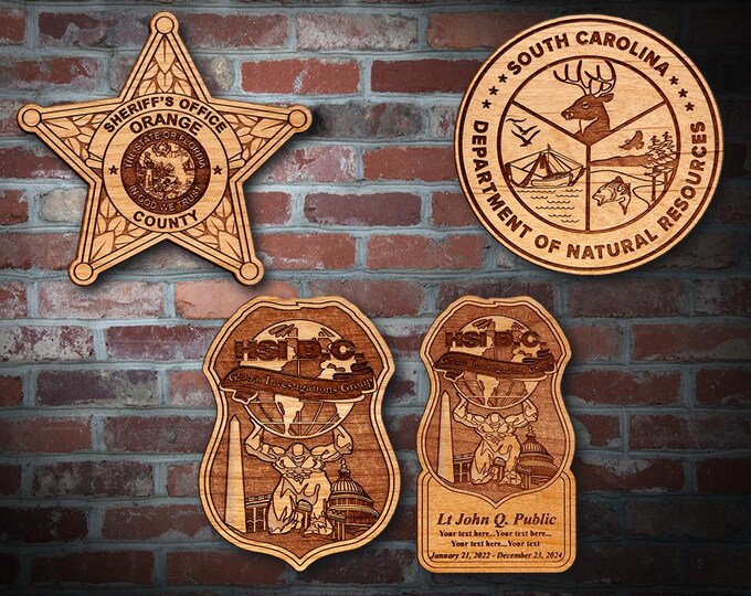 Wooden Miscellaneous Police Badge or Patch Plaque #100