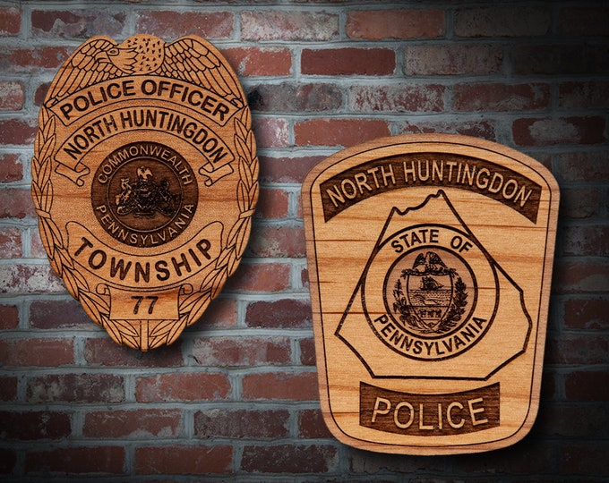 Wooden North Huntingdon PA PD Badge or Patch Plaque