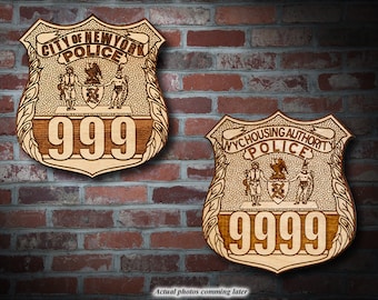 Personalized Wooden New York City Police Shield or shoulder Patch Plaque