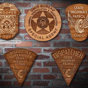 Personalized Wooden Ohio State Patrol Badge or Patch Plaque