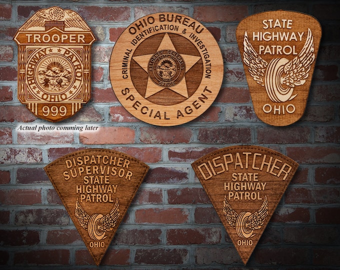 Personalized Wooden Ohio State Patrol Badge or Patch Plaque
